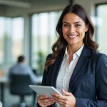 Preferred Insurance - happy business owner with employees in background has found the secret to balance cost and coverage in group health insurance